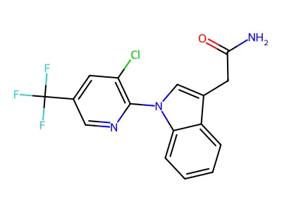 2-{1-[3-chloro-5-(trifluoromethyl)-2-pyridinyl]-1H-indol-3-yl}acetamide structure