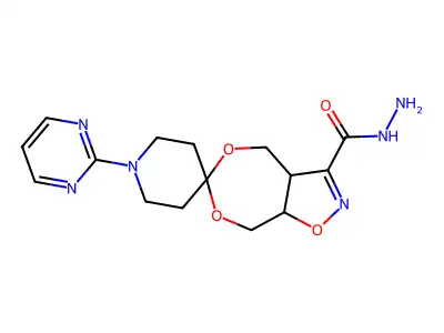 4,5-Bis(hydroxymethyl)-3-hydrazido-4,5-dihydroisoxazole-1-(2-pyrimidyl)piperid-4-one acetal structure
