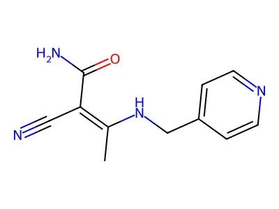 2-Cyano-3-[(4-pyridinylmethyl)amino]-2-butenamide structure