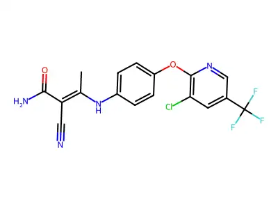 3-(4-{[3-chloro-5-(trifluoromethyl)-2-pyridinyl]oxy}anilino)-2-cyano-2-butenamide structure