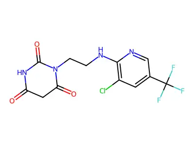 1-(2-{[3-chloro-5-(trifluoromethyl)-2-pyridinyl]amino}ethyl)-2,4,6(1H,3H,5H)-pyrimidinetrione structure
