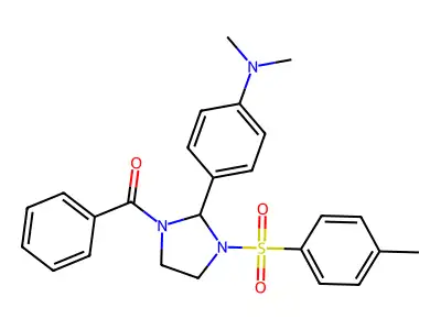 {2-[4-(dimethylamino)phenyl]-3-[(4-methylphenyl)sulfonyl]imidazolidin-1-yl}(phenyl)methanone structure