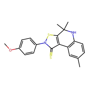 2-(4-methoxyphenyl)-4,4,8-trimethyl-5H-[1,2]thiazolo[5,4-c]quinoline-1-thione structure