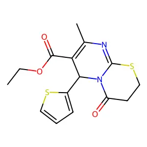 ethyl (6S)-8-methyl-4-oxo-6-thiophen-2-yl-3,6-dihydro-2H-pyrimido[2,1-b][1,3]thiazine-7-carboxylate structure