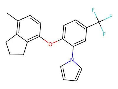 1-[2-[(7-methyl-2,3-dihydro-1H-inden-4-yl)oxy]-5-(trifluoromethyl)phenyl]-1H-pyrrole structure