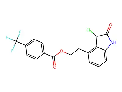 2-(3-chloro-2-oxo-2,3-dihydro-1H-indol-4-yl)ethyl 4-(trifluoromethyl)benzoate structure