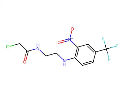 2-chloro-N-{2-[2-nitro-4-(trifluoromethyl)anilino]ethyl}acetamide structure