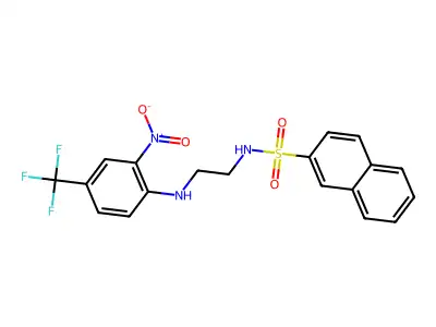 N-{2-[2-nitro-4-(trifluoromethyl)anilino]ethyl}naphthalene-2-sulfonamide structure