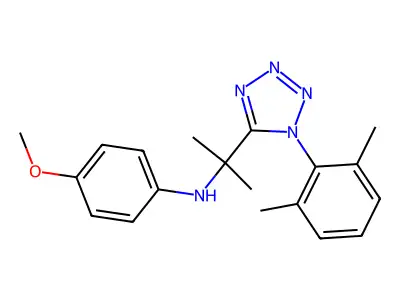 N-[2-[1-(2,6-dimethylphenyl)tetrazol-5-yl]propan-2-yl]-4-methoxyaniline structure