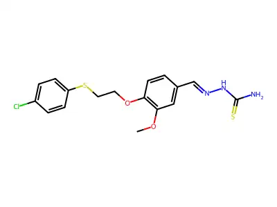 (2E)-2-(4-{2-[(4-chlorophenyl)sulfanyl]ethoxy}-3-methoxybenzylidene)hydrazinecarbothioamide structure