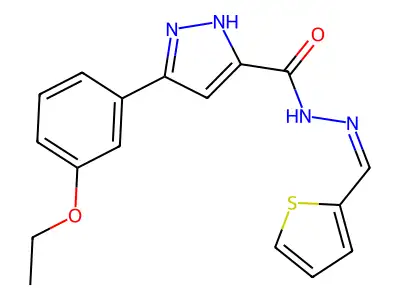 3-(3-ethoxyphenyl)-N'-[(E)-thiophen-2-ylmethylidene]-1H-pyrazole-5-carbohydrazide structure