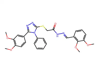 (Z)-N'-(2,3-dimethoxybenzylidene)-2-((5-(3,4-dimethoxyphenyl)-4-phenyl-4H-1,2,4-triazol-3-yl)thio)acetohydrazide structure