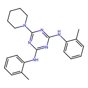 N,N'-bis(2-methylphenyl)-6-(piperidin-1-yl)-1,3,5-triazine-2,4-diamine structure