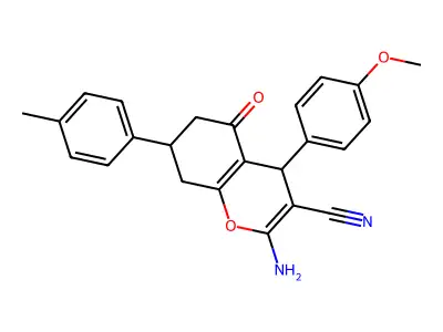 2-amino-4-(4-methoxyphenyl)-7-(4-methylphenyl)-5-oxo-5,6,7,8-tetrahydro-4H-chromene-3-carbonitrile structure