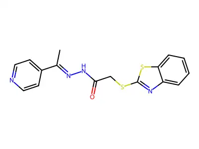 2-(1,3-benzothiazol-2-ylsulfanyl)-N-[(Z)-1-pyridin-4-ylethylideneamino]acetamide structure