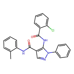 5-[(2-chlorobenzoyl)amino]-N-(2-methylphenyl)-1-phenyl-1H-pyrazole-4-carboxamide structure