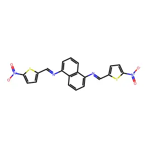 N,N'-bis[(E)-(5-nitrothiophen-2-yl)methylidene]naphthalene-1,5-diamine structure