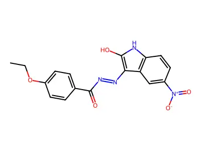 4-ethoxy-N'-{5-nitro-2-oxo-1,2-dihydro-3H-indol-3-ylidene}benzohydrazide structure
