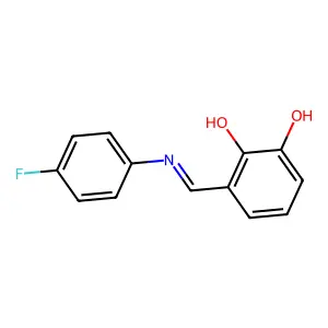 3-{(E)-[(4-fluorophenyl)imino]methyl}benzene-1,2-diol structure