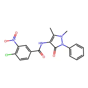 4-chloro-N-(1,5-dimethyl-3-oxo-2-phenyl-2,3-dihydro-1H-pyrazol-4-yl)-3-nitrobenzamide structure