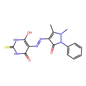 5-[(1,5-Dimethyl-3-oxo-2-phenyl-2,3-dihydro-1H-pyrazol-4-yl)-hydrazono]-2-thioxo-dihydro-pyrimidine-4,6-dione structure