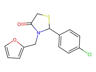 4-Thiazolidinone, 2-(4-chlorophenyl)-3-(2-furanylmethyl)- structure