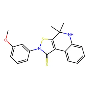 2-(3-methoxyphenyl)-4,4-dimethyl-5H-[1,2]thiazolo[5,4-c]quinoline-1-thione structure