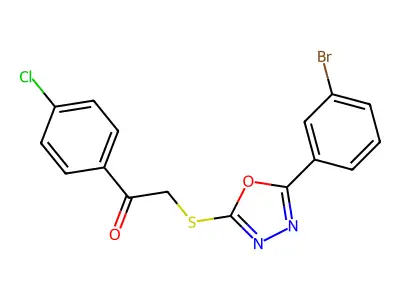 2-((5-(3-Bromophenyl)-1,3,4-oxadiazol-2-yl)thio)-1-(4-chlorophenyl)ethanone structure