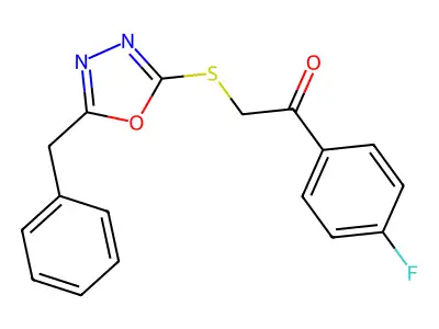 2-[(5-Benzyl-1,3,4-oxadiazol-2-yl)sulfanyl]-1-(4-fluorophenyl)ethanone structure