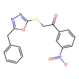 2-((5-Benzyl-1,3,4-oxadiazol-2-yl)thio)-1-(3-nitrophenyl)ethanone structure