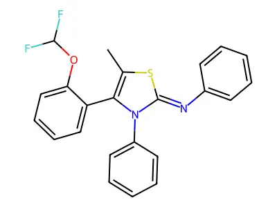 4-[2-(difluoromethoxy)phenyl]-5-methyl-N,3-diphenyl-1,3-thiazol-2-imine structure