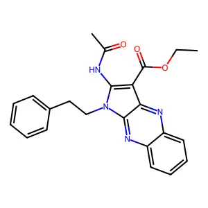 ethyl 2-acetamido-1-phenethyl-1H-pyrrolo[2,3-b]quinoxaline-3-carboxylate structure