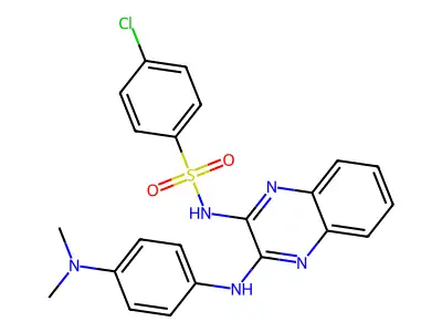 4-chloro-N-(3-{[4-(dimethylamino)phenyl]amino}quinoxalin-2-yl)benzene-1-sulfonamide structure