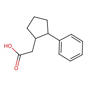 Cyclopentaneacetic acid, 2-phenyl-, trans- structure