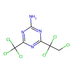 4-(1,1,2-Trichloroethyl)-6-(trichloromethyl)-1,3,5-triazin-2-amine structure
