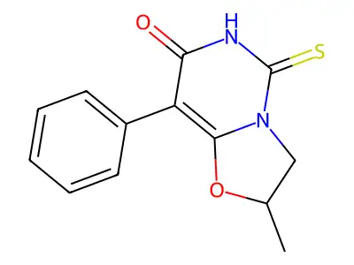 2-Methyl-8-phenyl-5-sulfanylidene-2,3-dihydro-[1,3]oxazolo[3,2-c]pyrimidin-7-one structure