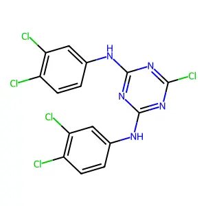 6-chloro-N,N'-bis(3,4-dichlorophenyl)-1,3,5-triazine-2,4-diamine structure