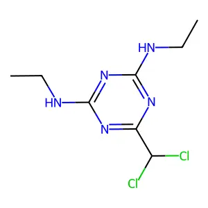 6-(dichloromethyl)-2-N,4-N-diethyl-1,3,5-triazine-2,4-diamine structure
