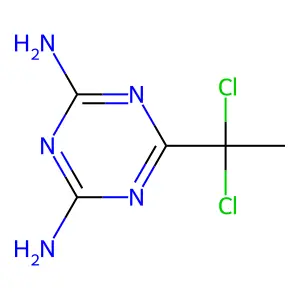 6-(1,1-二氯乙基)-1,3,5-三嗪-2,4-二胺 structure