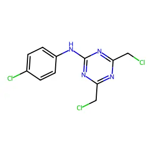 4,6-bis(chloromethyl)-N-(4-chlorophenyl)-1,3,5-triazin-2-amine structure