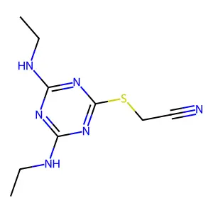 2-[[4,6-Bis(ethylamino)-1,3,5-triazin-2-yl]sulfanyl]acetonitrile structure