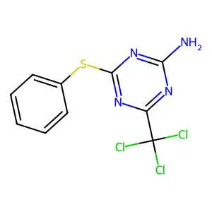 4-Phenylsulfanyl-6-(trichloromethyl)-1,3,5-triazin-2-amine structure