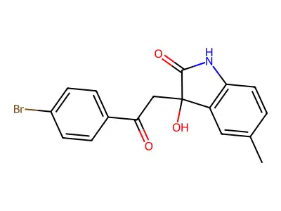 3-[2-(4-bromophenyl)-2-oxoethyl]-3-hydroxy-5-methyl-1,3-dihydro-2H-indol-2-one structure