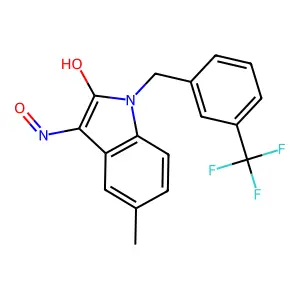 5-methyl-1-[3-(trifluoromethyl)benzyl]-1H-indole-2,3-dione 3-oxime structure