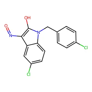 5-chloro-1-(4-chlorobenzyl)-1H-indole-2,3-dione 3-oxime structure