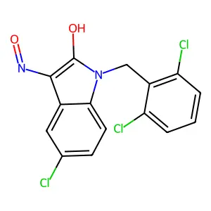 5-chloro-1-(2,6-dichlorobenzyl)-1H-indole-2,3-dione 3-oxime structure