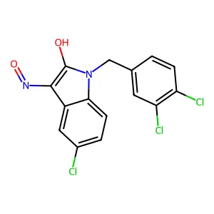 5-chloro-1-(3,4-dichlorobenzyl)-1H-indole-2,3-dione 3-oxime structure