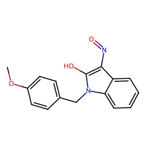 (3Z)-3-(hydroxyimino)-1-[(4-methoxyphenyl)methyl]-2,3-dihydro-1H-indol-2-one structure