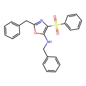 (4-Benzenesulfonyl-2-benzyl-oxazol-5-YL)-benzyl-amine structure