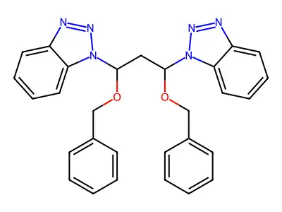 1-[3-(1H-1,2,3-Benzotriazol-1-yl)-1,3-bis(benzyloxy)propyl]-1H-1,2,3-benzotriazole structure